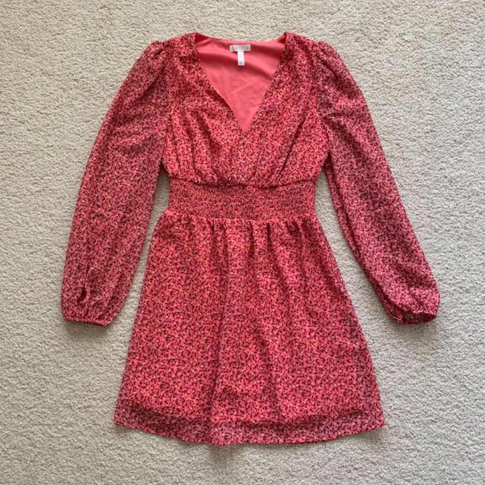 Nordstrom pink floral longsleeve dress